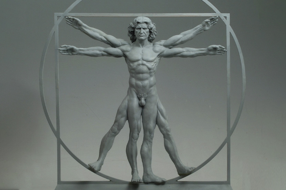 Vitruvianische Figur perfekte PROPORTIONEN ca.28cm VITRUVIAN MAN RESIN SCULPTURE 